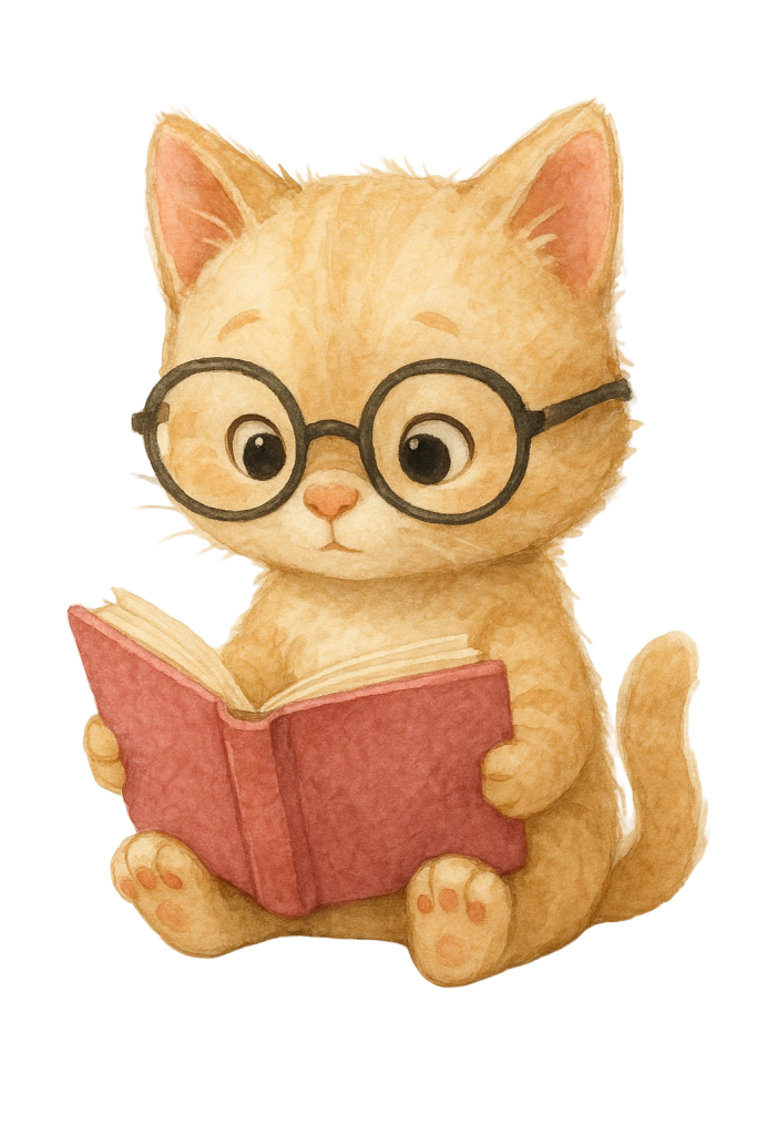 sticker y descargables gatito lector